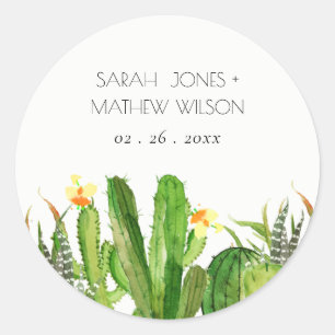 STICKER ROND CACTUS MODERNE JARDIN FLEURI MARIAGE D'EAU COULEUR