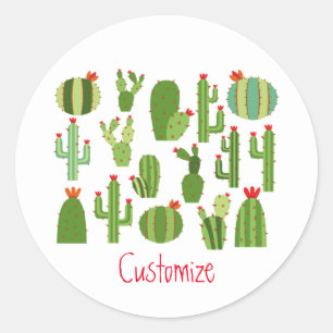 Sticker Rond Cactus Plantes à fleur rouge agité Thunder_Cove