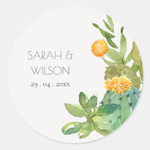 Sticker Rond Cactus Succulent Mariage de feuillage vert jaune