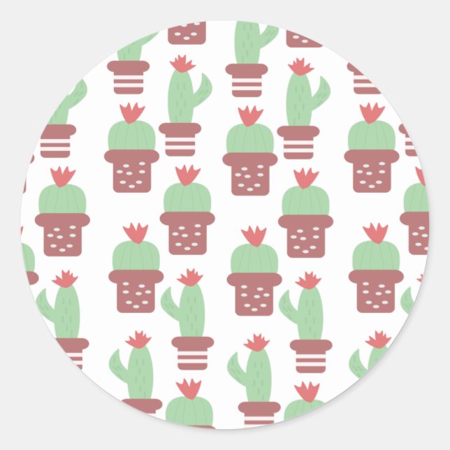 Sticker Rond Cactus succulent mignon | Motif de plantes en pot (Devant)