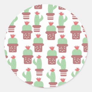 Sticker Rond Cactus succulent mignon Motif de plantes en pot