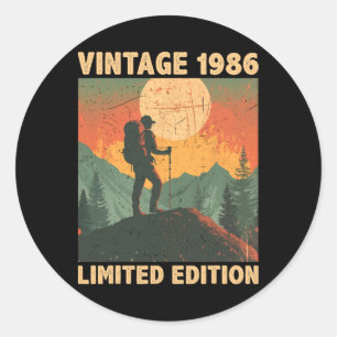 Sticker Rond Cadeau 38 ans Vintage 1987 Amateur de Randonnée 38