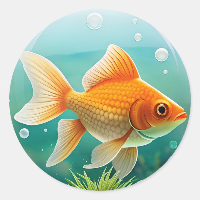 Sticker Rond Cadeau à l'amant de poisson d'or (Devant)