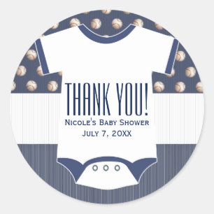 Sticker Rond Cadeau à thème baseball pour Baby Shower