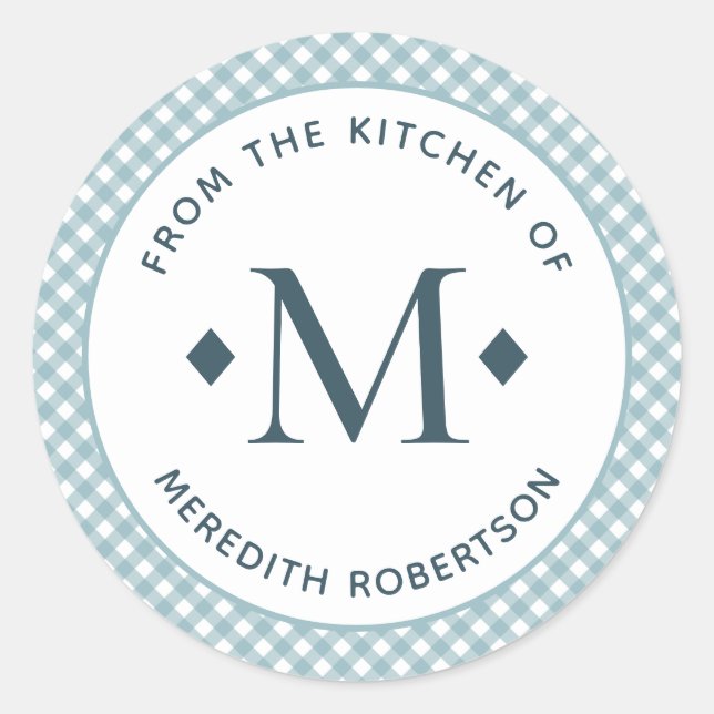 Sticker Rond Cadeau alimentaire de la cuisine de Monogram Turqu (Devant)