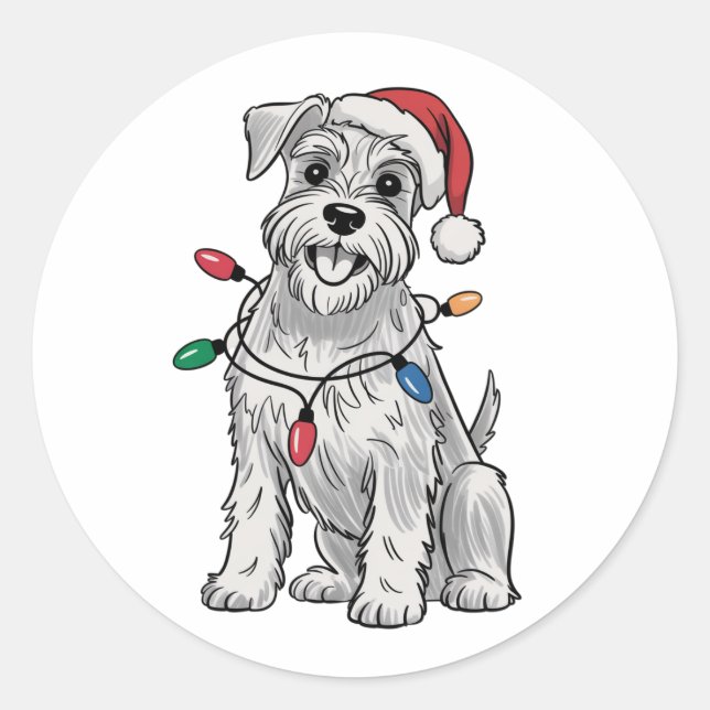 Sticker Rond Cadeau Amoureux des chiens de Noël de Noël de Schn (Devant)