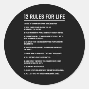 Sticker Rond Cadeau Anniversaire 12 Règles pour la vie