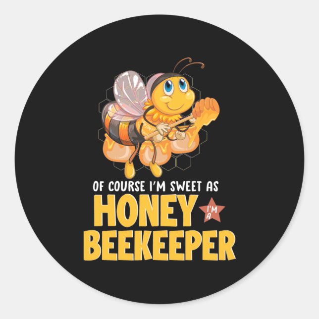 Sticker Rond Cadeau apiculteur | Je Suis Douce Comme Abeignets  (Devant)
