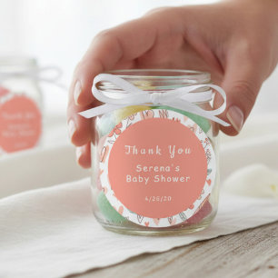 Sticker Rond Cadeau Baby Shower Cœur Floral Remerciement