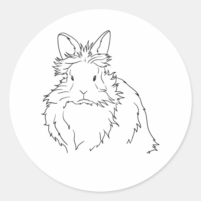 Sticker Rond Cadeau Black Lionhead Rabbit (Devant)