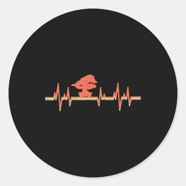 Sticker Rond cadeau bonsai hearbeat (Devant)