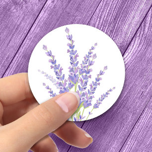 Sticker Rond Cadeau Botanique Floral de Lavande pour Mariage Él