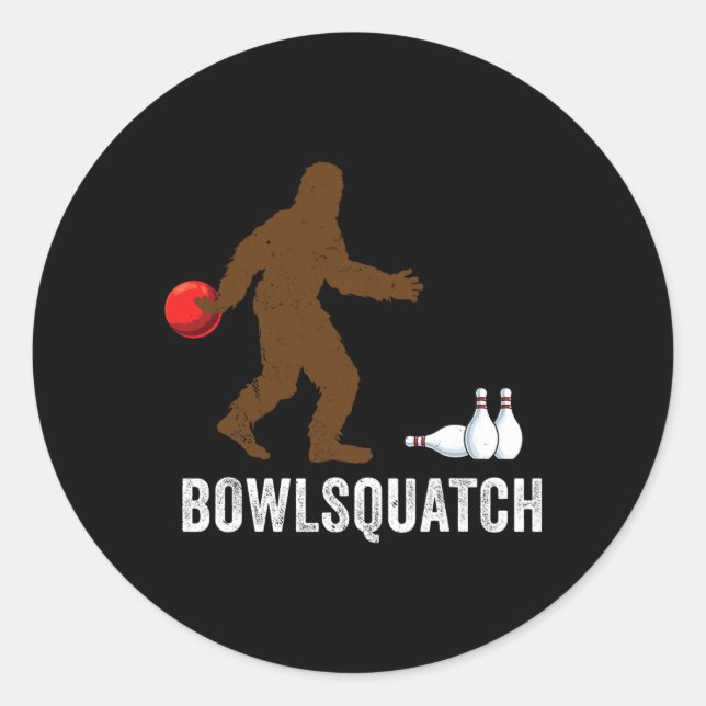 Sticker Rond Cadeau Bowling Bigfoot Cadeaux Sasquatch Byll P (Devant)