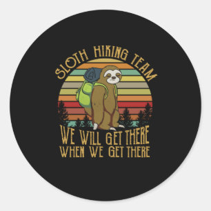 Sticker Rond Cadeau Camper Équipe Vintage de Randonnée Sloth