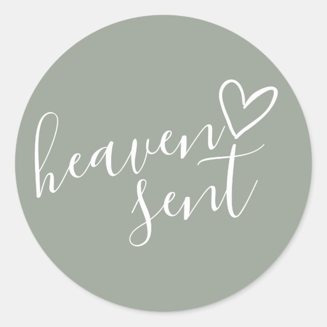Sticker Rond Cadeau Céleste Vert Sauge Fête de Naissance Mixte (Devant)