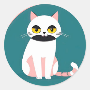 Sticker Rond 😺 Cadeau Chat Coloré Pour Amateurs de Chats 😺