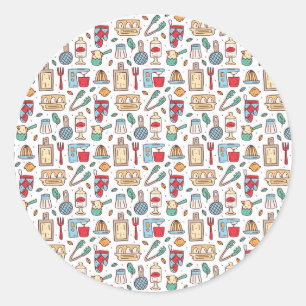 Sticker Rond Cadeau Chef Bonne nourriture à base d'ingrédient