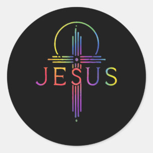 Sticker Rond Cadeau chrétien drôle de croix de Jésus Christ Tie