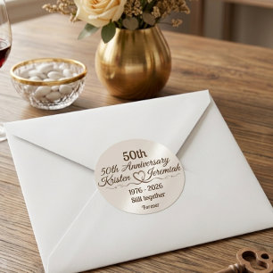 Sticker Rond Cadeau commémoratif personnalisé pour 50e annivers