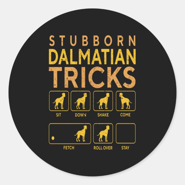 Sticker Rond Cadeau dalmate | Trucs de Dalmatie têtus (Devant)