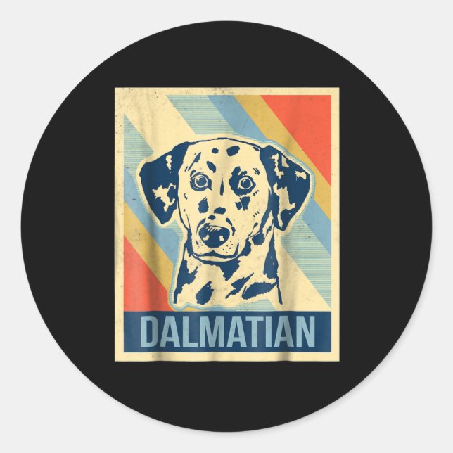 Sticker Rond Cadeau dalmate | Vintage dalmate (Devant)