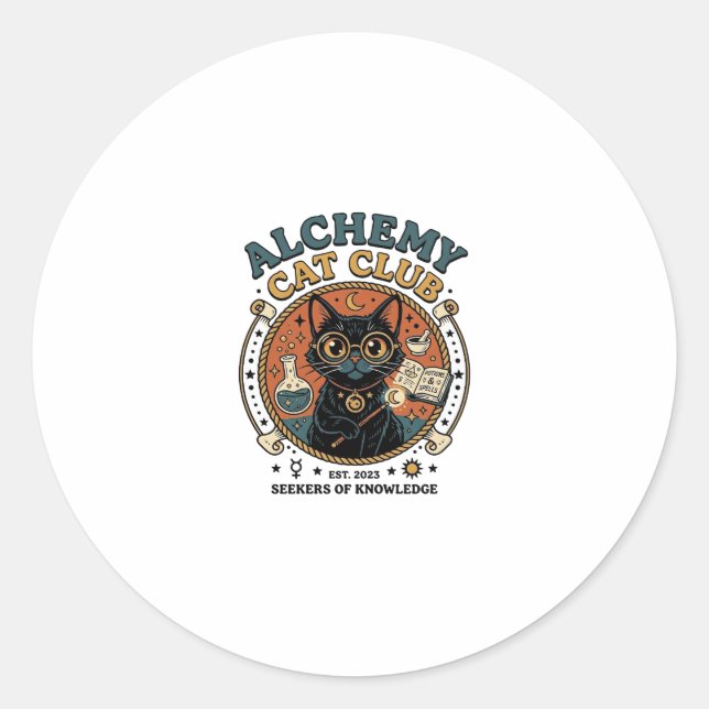 Sticker Rond Cadeau d'amour de chat d'alchimie - Alchemy Cat Cl (Devant)