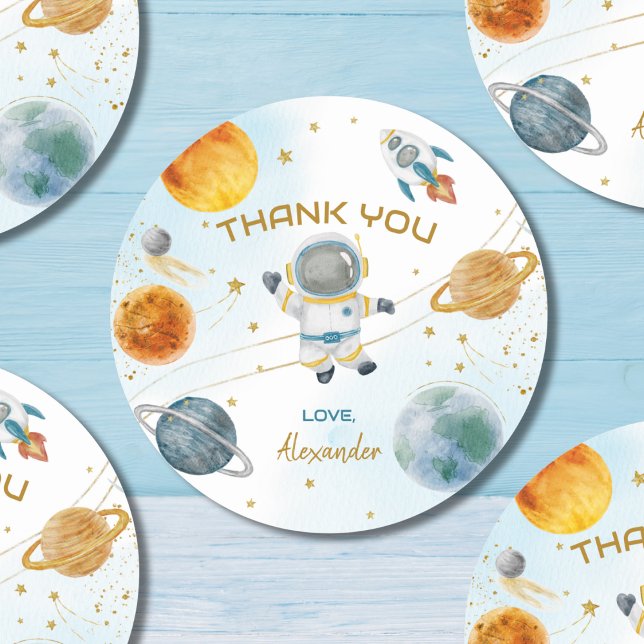 Sticker Rond Cadeau d'anniversaire d'astronaute de l'espace ext (Créateur téléchargé)