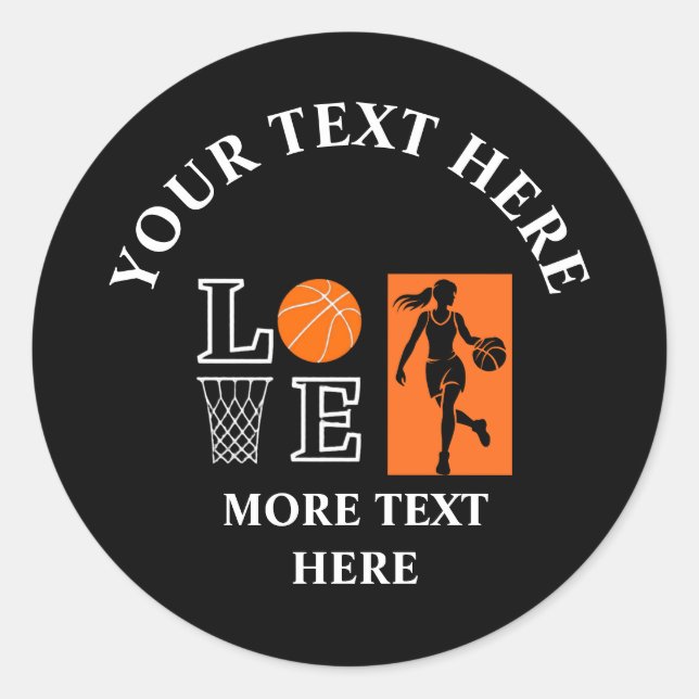 Sticker Rond Cadeau d'anniversaire de basketball, joueuse de ba (Devant)