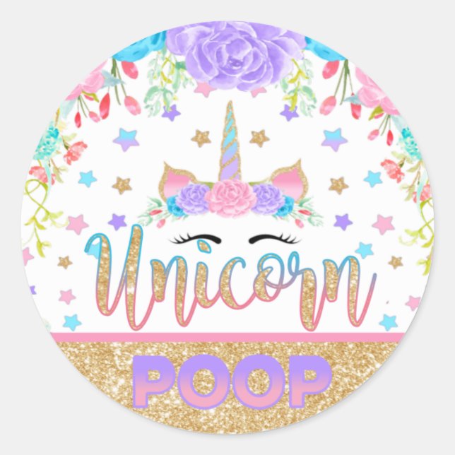 Sticker Rond Cadeau d'anniversaire de licorne d'autocollant de (Devant)