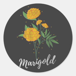 Sticker Rond cadeau d'anniversaire d'octobre marigold fleur vin