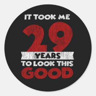 Sticker Rond Cadeau d'anniversaire drôle de 29 ans Vintage