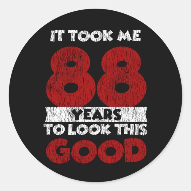 Sticker Rond Cadeau d'anniversaire drôle de 88 ans (Devant)