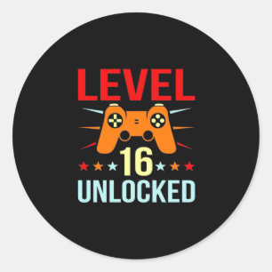 Sticker Rond Cadeau d'anniversaire   Gamer déverrouillé de nive