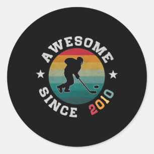 Sticker Rond Cadeau d'anniversaire pour amateur de hockey 15 an