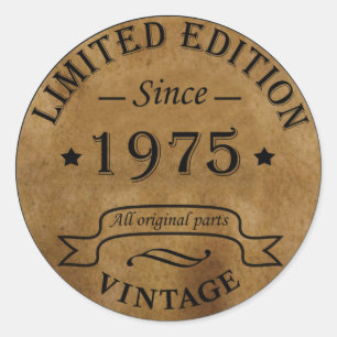 Sticker Rond Cadeau d'anniversaire vintage né en 1975