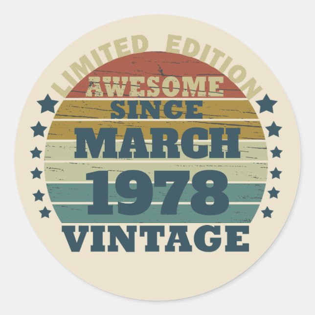 Sticker Rond Cadeau d'anniversaire vintage personnalisé (Devant)