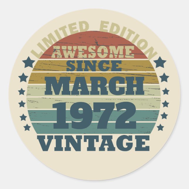 Sticker Rond Cadeau d'anniversaire vintage personnalisé (Devant)
