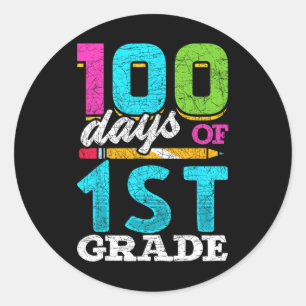 Sticker Rond Cadeau de 100e jour pour un élève de première anné