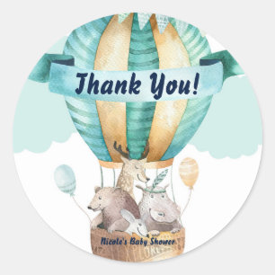 Sticker Rond Cadeau de Baby Shower Bohème Aquarelle Aventure An