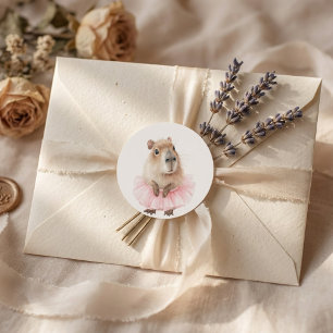 Sticker Rond Cadeau de Baby Shower Capybara 