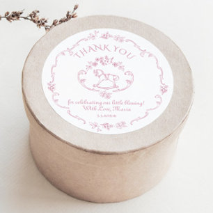 Sticker Rond Cadeau de baby shower Jouet vintage Toile de Jouy