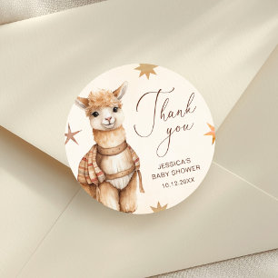 Sticker Rond Cadeau de Baby Shower Licorne Aquarelle