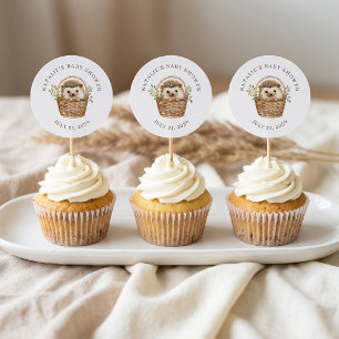 Sticker Rond Cadeau de Baby Shower pour un Petit Hérisson Migno