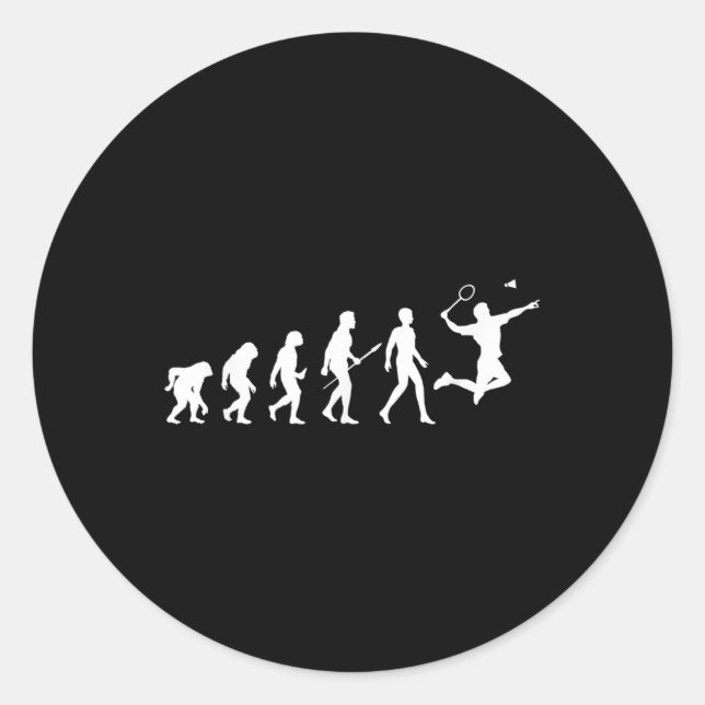Sticker Rond Cadeau de badminton Evolution pour joueurs de badm (Devant)