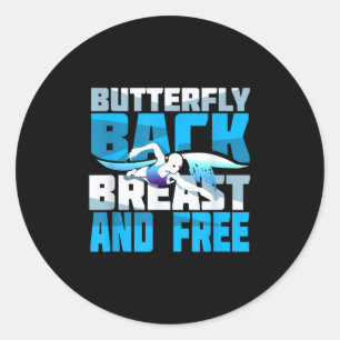 Sticker Rond Cadeau De Baignade Pour La Nage