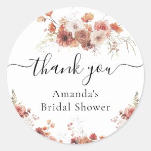Sticker Rond Cadeau de bapteme de mariage Floral Automne