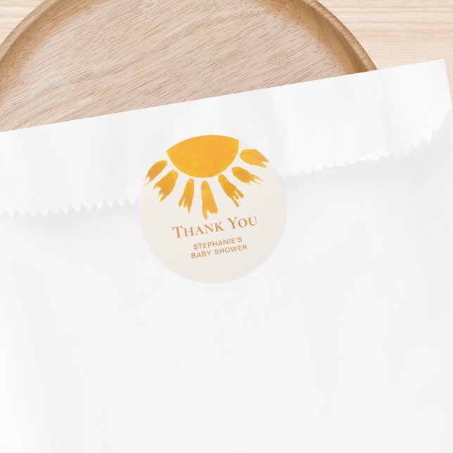 Sticker Rond Cadeau de Bébé Soleil Remerciement (Créateur téléchargé)