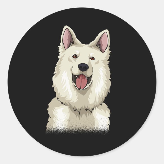 Sticker Rond Cadeau de berger suisse blanc (Devant)
