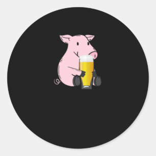Sticker Rond Cadeau de bière avec porc