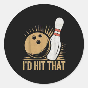 Sticker Rond Cadeau de bowling mignon et drôle _ Je frapperais